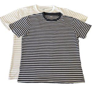 Uniqlo Striped T-Shirt BUNDLE Navy/White and Tan/White Size S